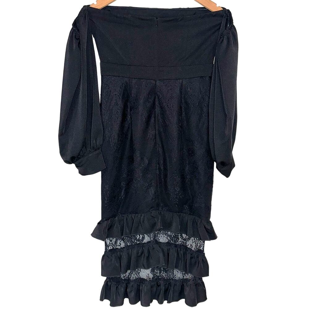 NWT By Egreis Talia Black Lace Off The Shoulder Bodycon Midi Dress Size Medium - Picture 8 of 16